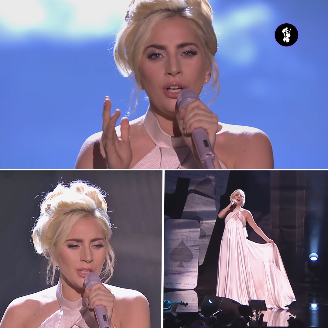 lady gaga royal variety dress appears on stage at the wearing a stunning full-length white ball gown and gave a breathtaking performance of 