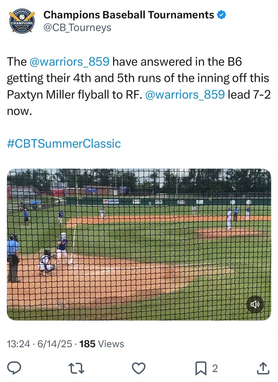 Paxtyn Miller with a nice piece of hitting here! 2-3 / 3 RBI’s on the ...