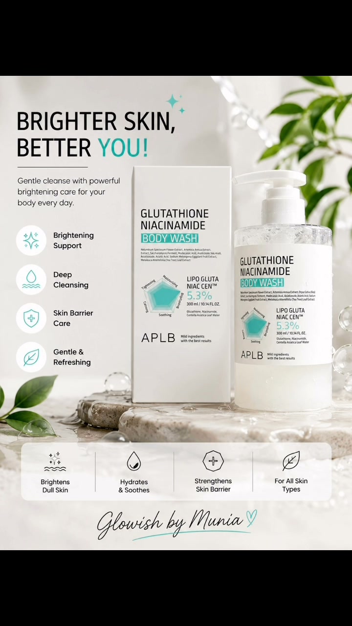🚿 Body Wash নাকি Glow Wash? 😳, শুধু body clean করলেই হবে? Skin-ও deserve করে healthy glow! 💙, APLB Glutathione Niacinamide Body Wash আপনার everyday shower-কে করে তুলবে skincare routine-এর একটা 