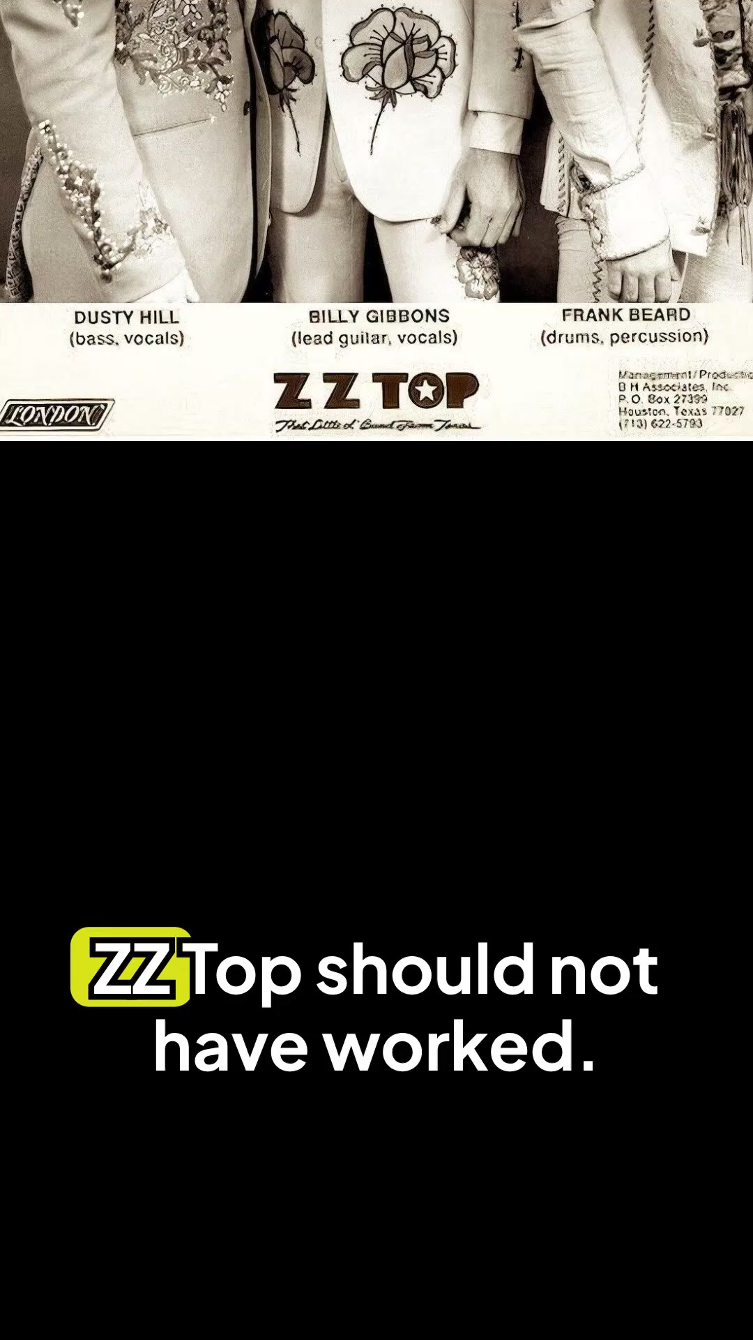 ZZ Top show poster from their July 30, 1974 show in Tulsa, OK at