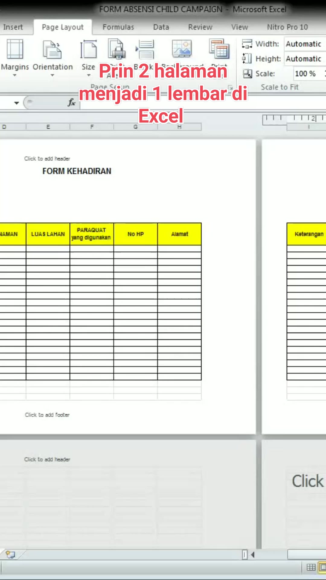 Prin 2 halaman menjadi 1 lembar di Excel #tutorial #microsoft #tipsword ...