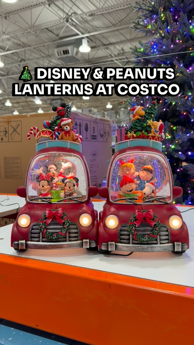 コストコ　ディズニー　クリスマス　オブジェ　ランプ 🎄These Disney and Peanuts 14” Holiday Lanterns at Costco are