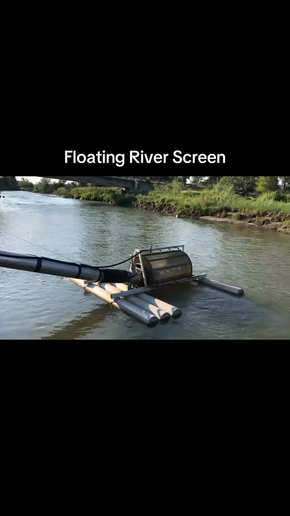 This self-cleaning River Screen floats on top of the water, protecting ...