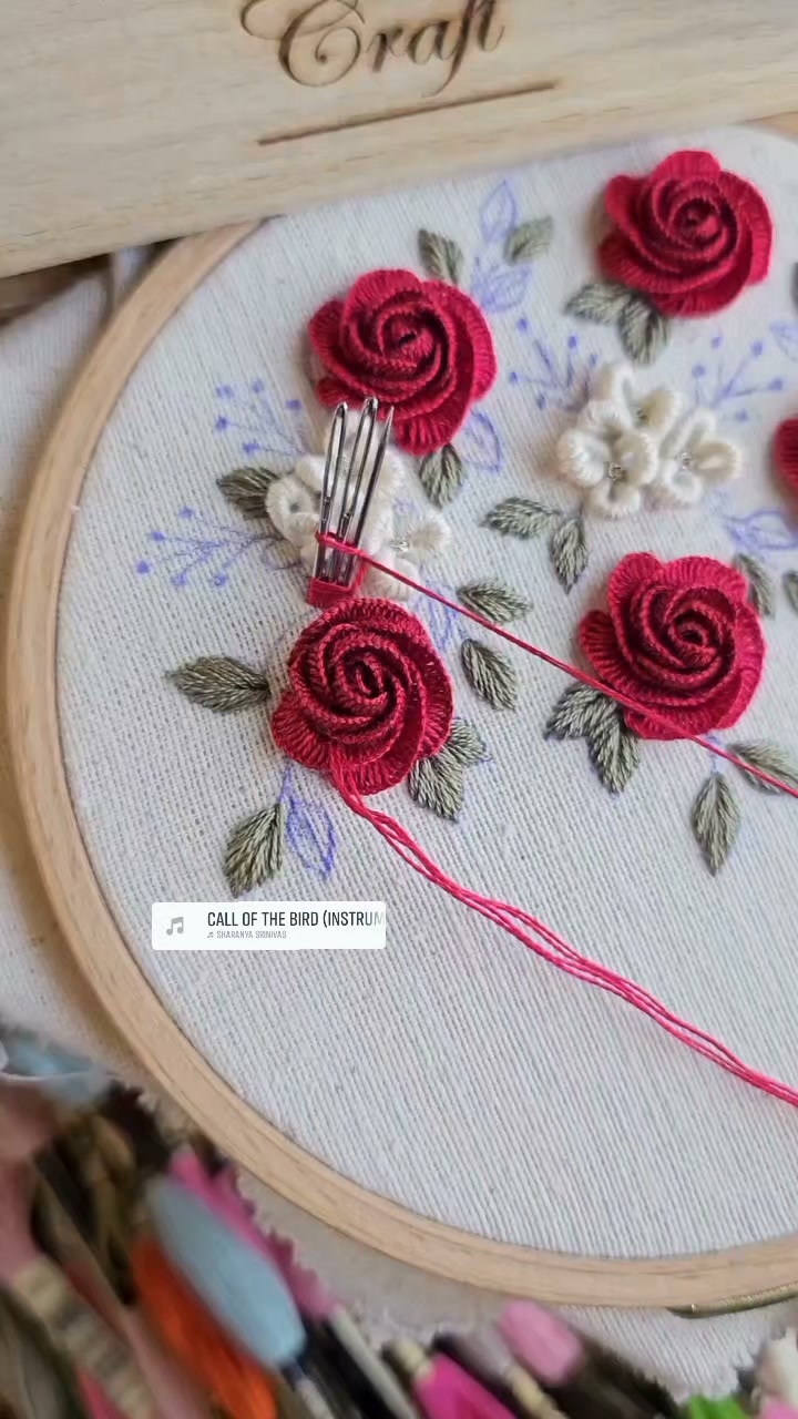 3D rose embroidery 🌹 | নৈপুণ্য