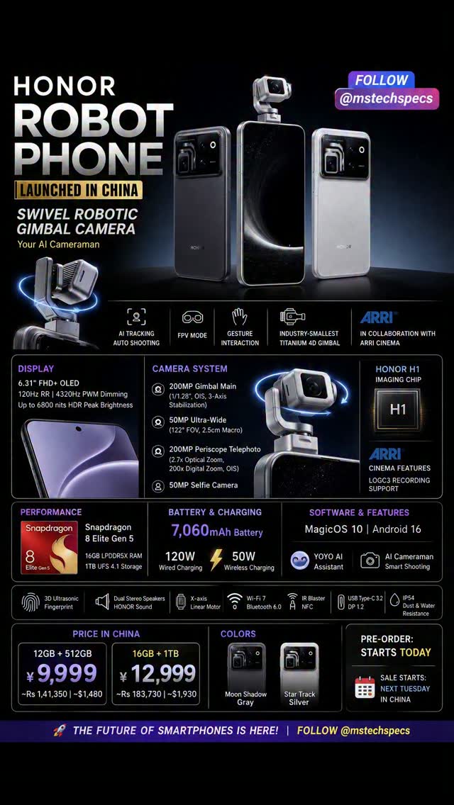 HONOR Robot Phone will cost 7999 Yuan, Launch 17 August in China