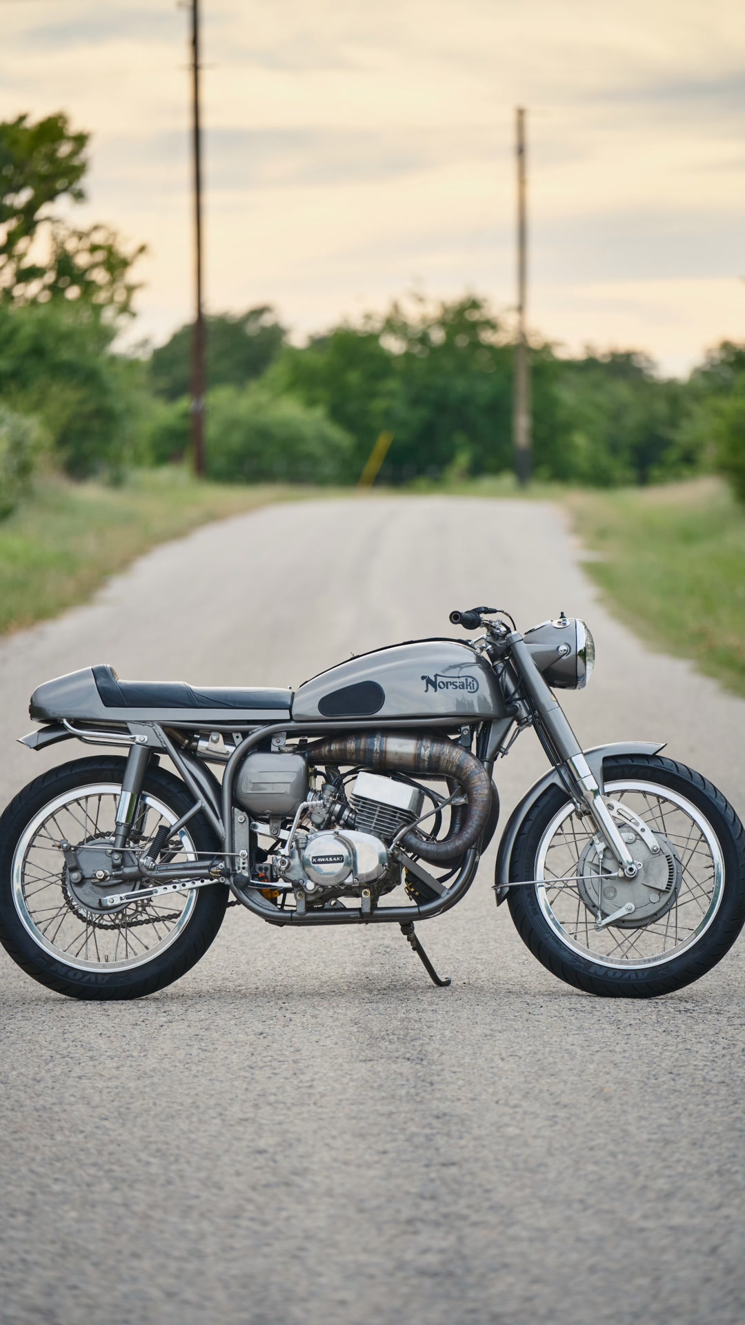 NORSAKI!” 1955 Norton Dominator with 400cc Kawasaki two-stroke