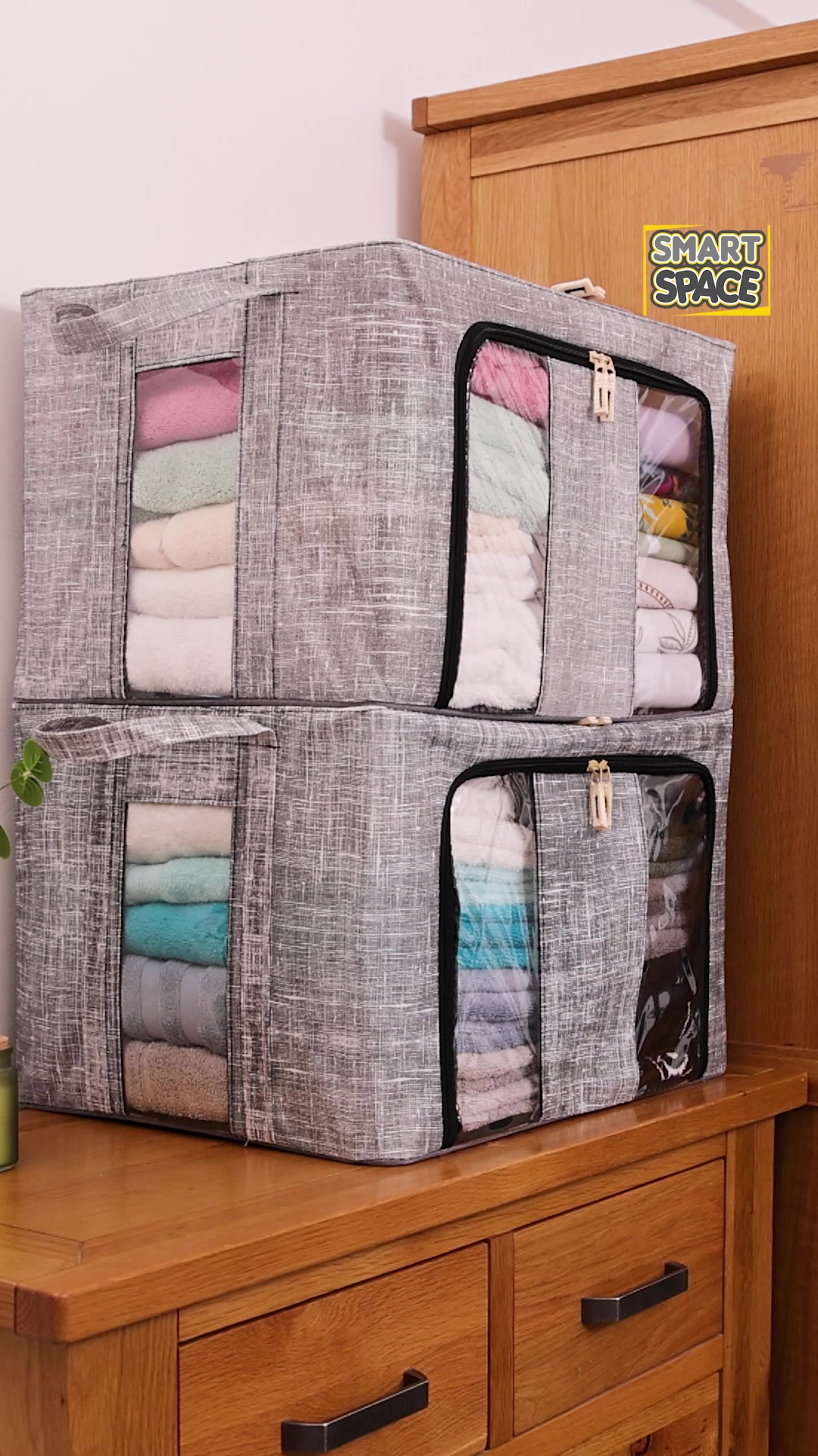 Smart Space storage boxes are designed to make organising simple. ✨, With a sturdy folding aluminium frame, reinforced handles, and heavy-duty zips, they’re built to hold up to 22lbs, and fold flat