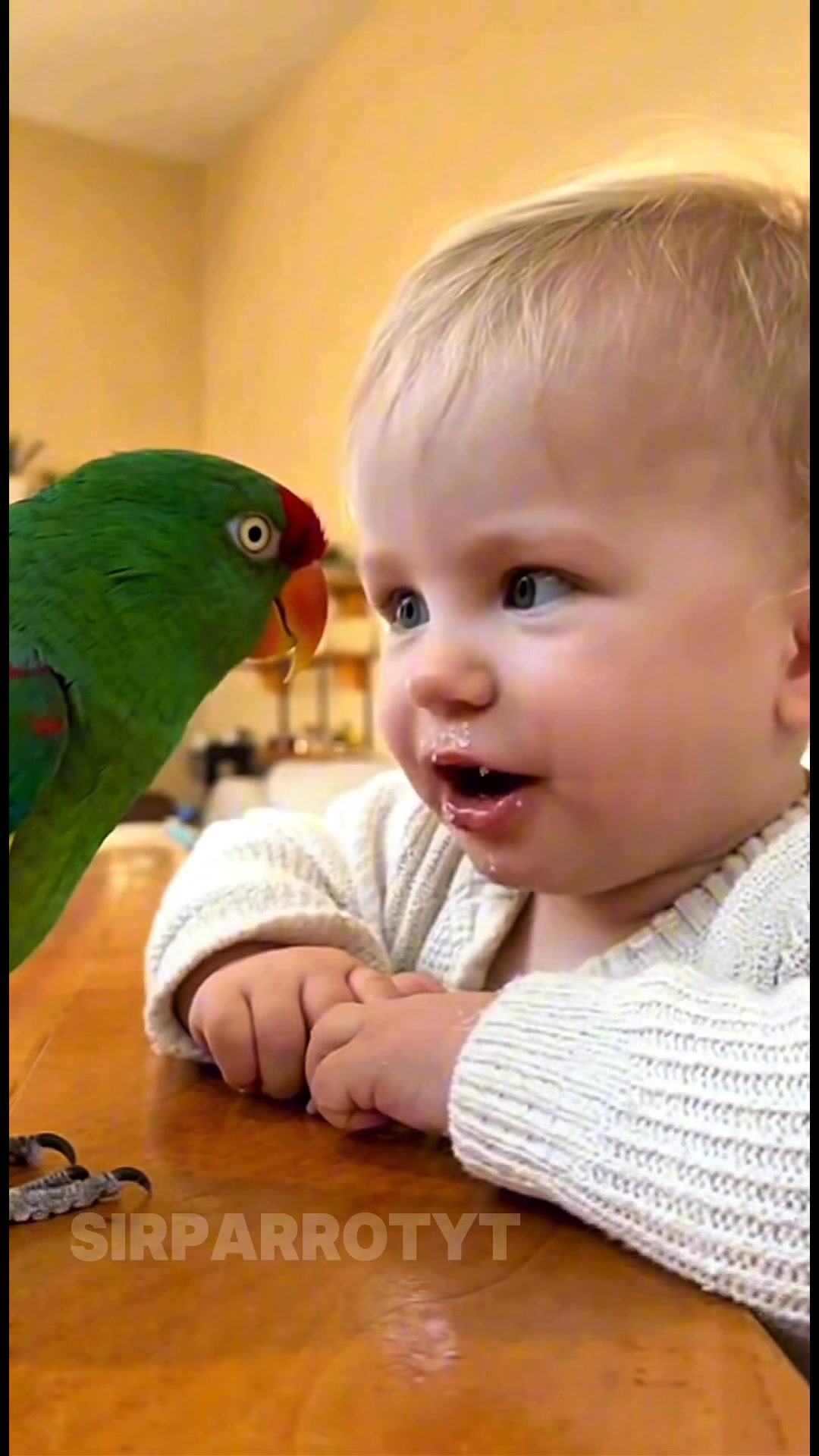 A hilarious face-off between a curious baby and a clever parrot! 😂 # ...