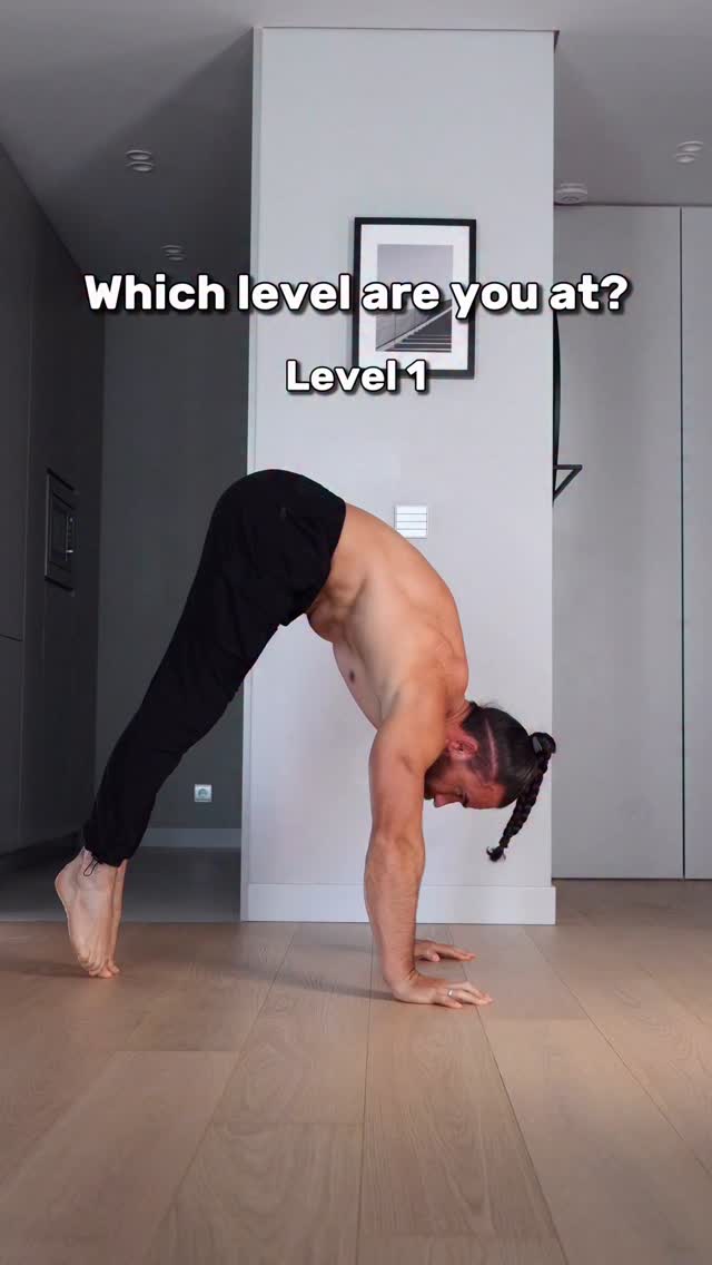 Which level are you at?⬇️ 1. Pike push up 2. Feet elevated pike push up ...