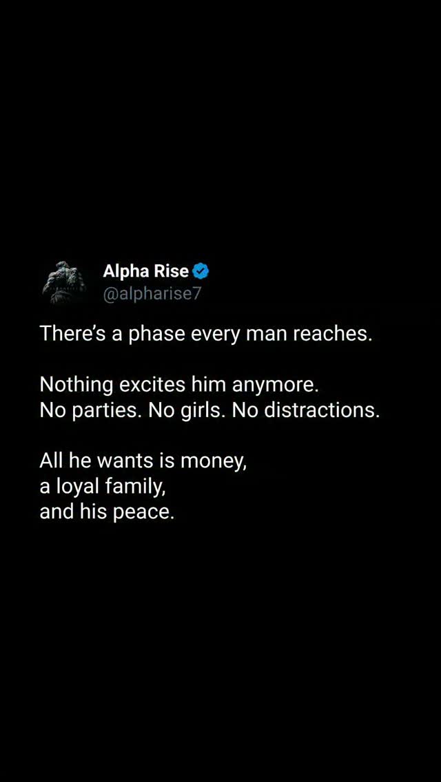 Alpha Rise - When a man matures, peace becomes his new... | Facebook