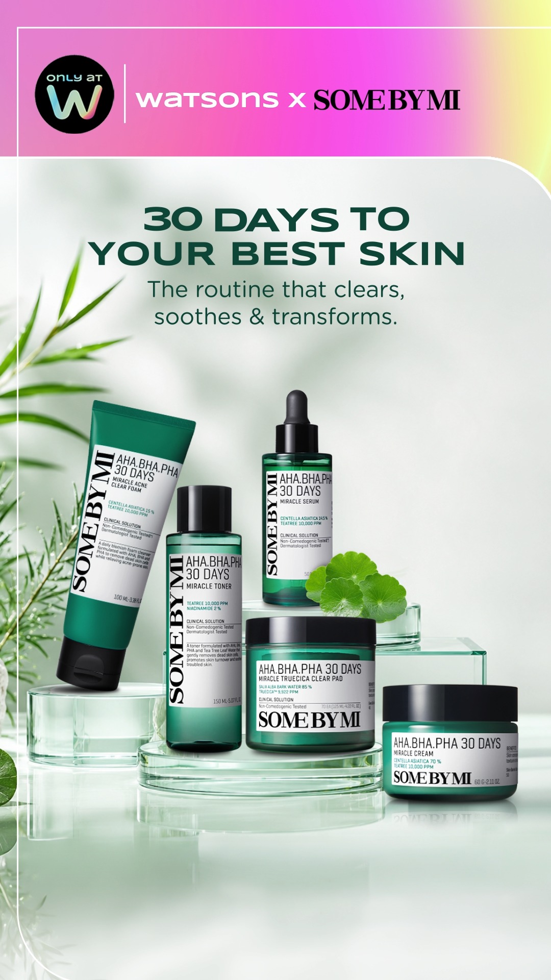✨ 30 Days to Your Best Skin 🌿 Ready for a skin reset? Discover the Some By Mi Miracle Range 🧼 Cleanse & Purify Start with the Miracle Clear Foam to wash