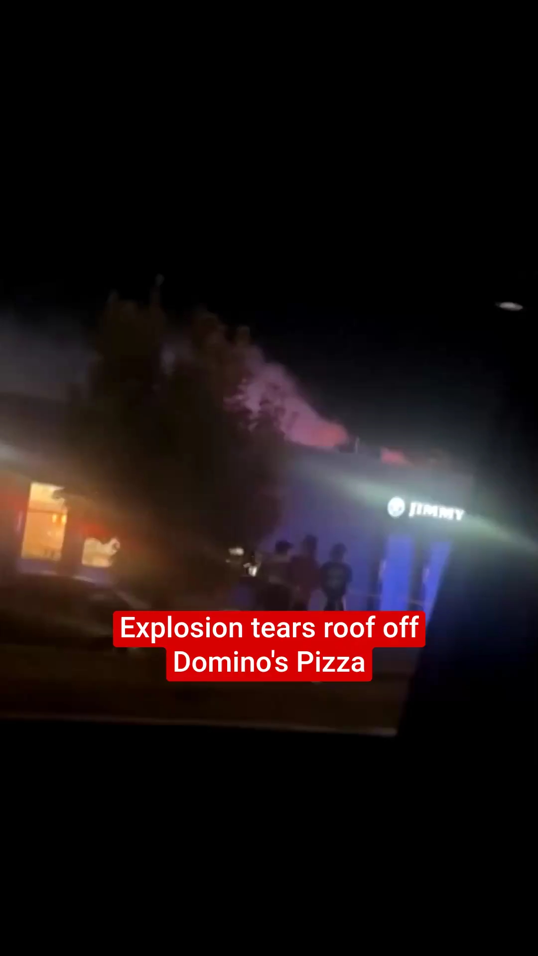 Explosion tears roof off Domino’s Pizza after car crashes into ...