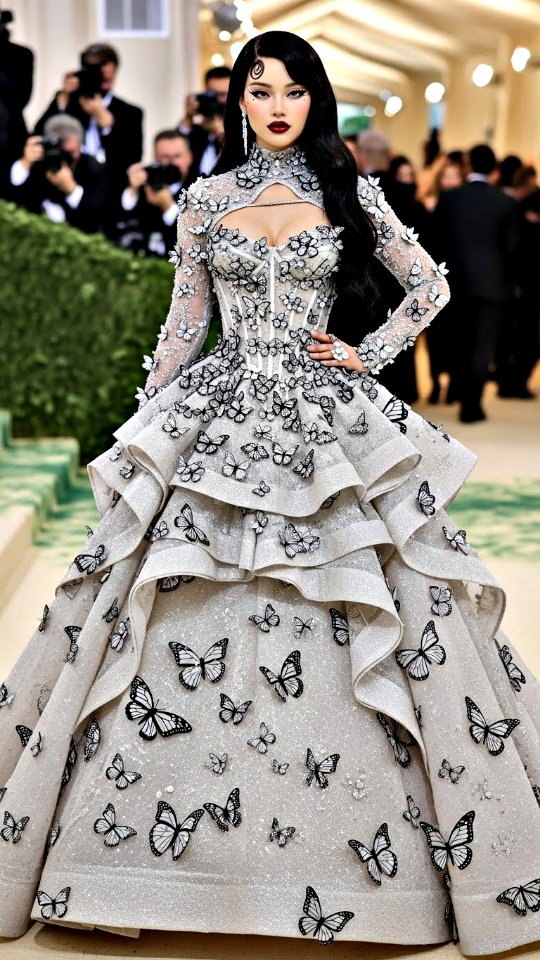Ai models in butterfly gowns at met gala 2026 by jyoti