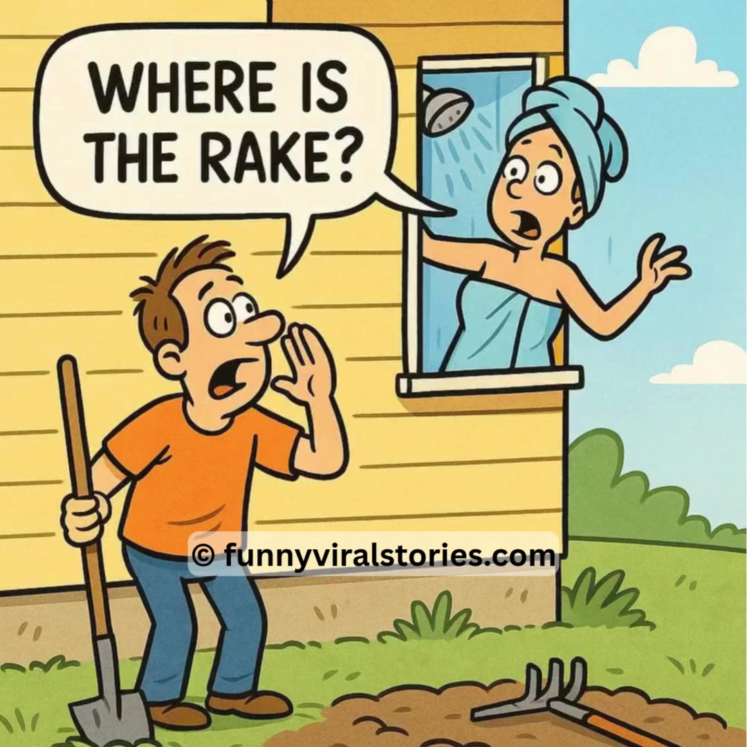 A man was working in the garden, and his wife was about to take a ...