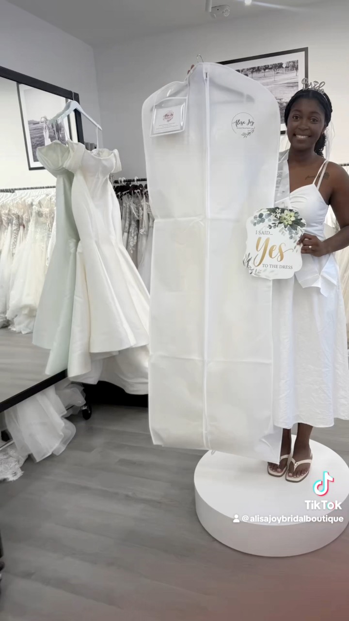 lady in the wedding dress store in texas A happy bride that said 