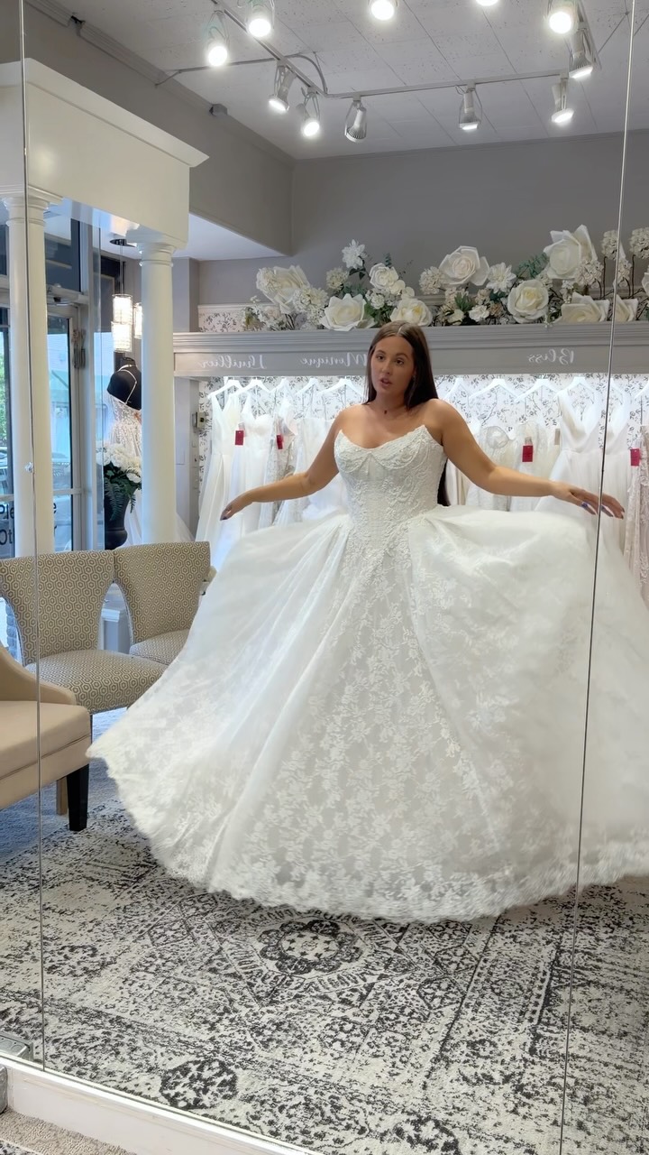 golden hour was made for Johnnie by Watters Designs ✨☀️, dreamy draping, a chandelier beaded bodice, and that bridal glow? say less 🤍, Try on Johnnie by Watters at Bridal & Formal in Cincinnati. Book 