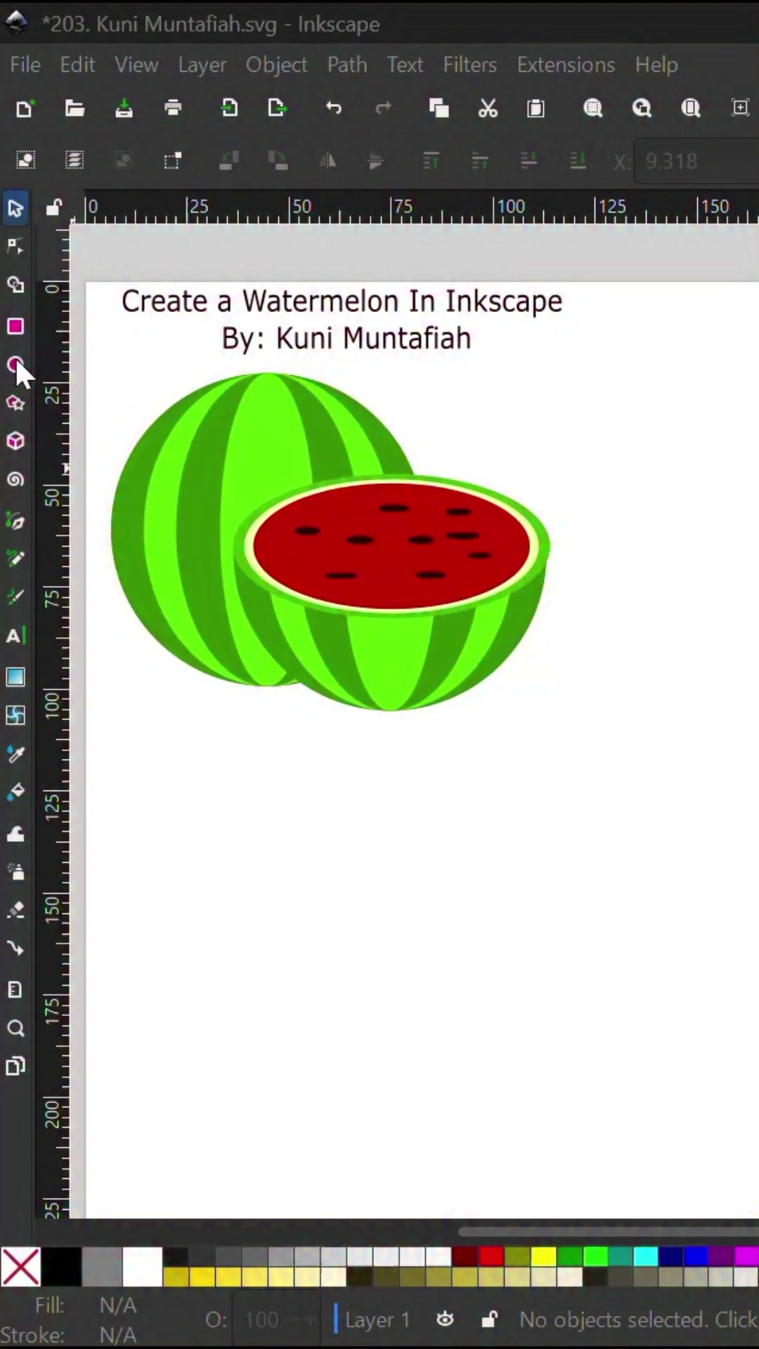 Create a watermelon in inkscp. #inkscape #adobeillustrator #drawn