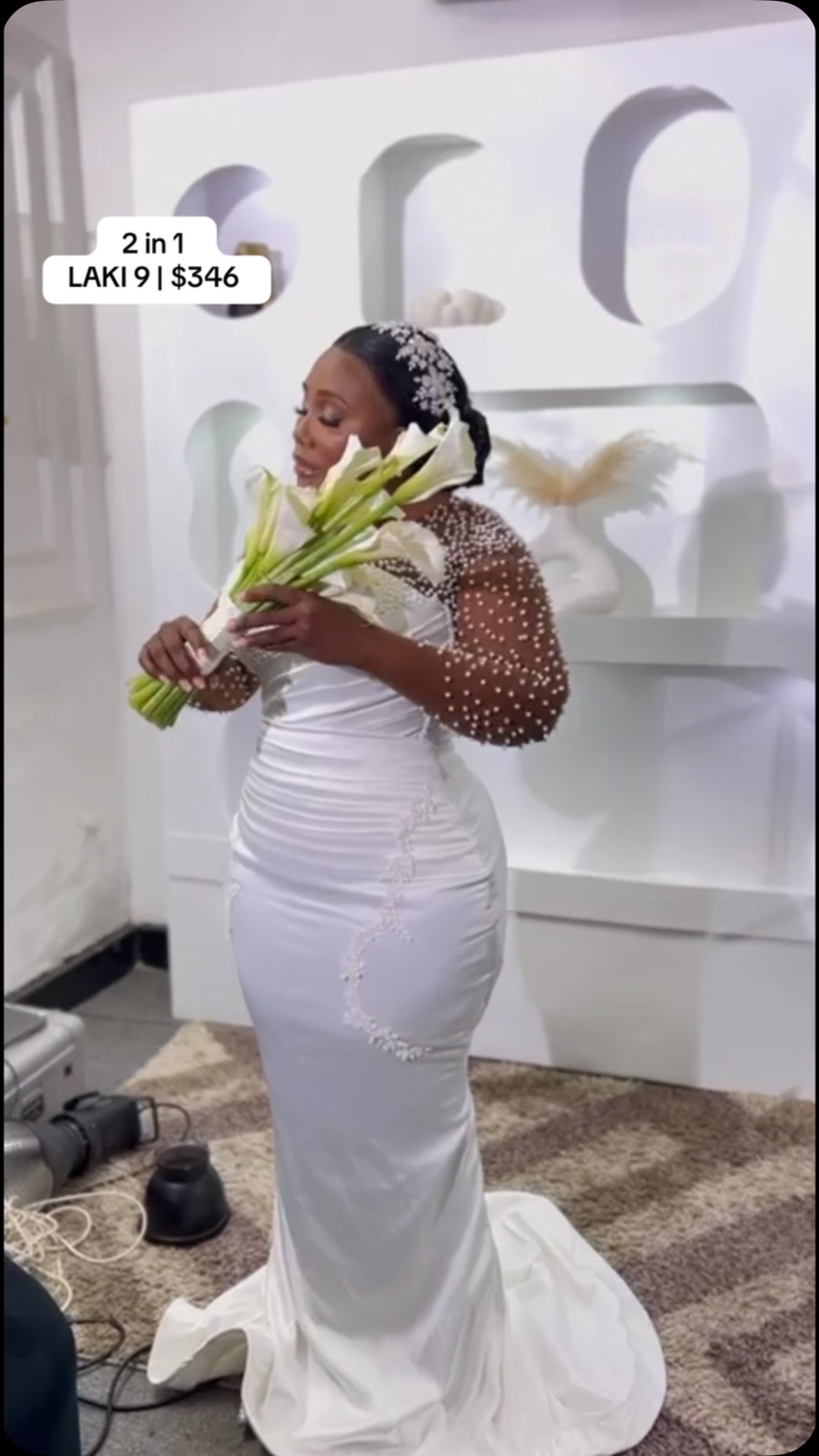 african wedding dress designer near me 2 in 1 Pearled Preloved Dress, ✨Bust;41.5 Hips;51.5, ✨Corset, Worn Once, ✨Designer; Judith Africa Designs, 🌎📦Worldwide Delivery Bridal Crop Top Color:Mocha Mousse Ankara fabric/ African wax Azazie Amalie