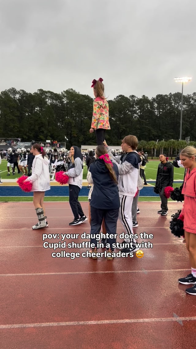 pov: your daughter does the Cupid shuffle in a stunt with college ...