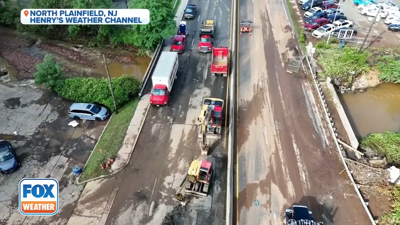 Drone video shows muddy sediment coating roads in North Plainfield, New ...