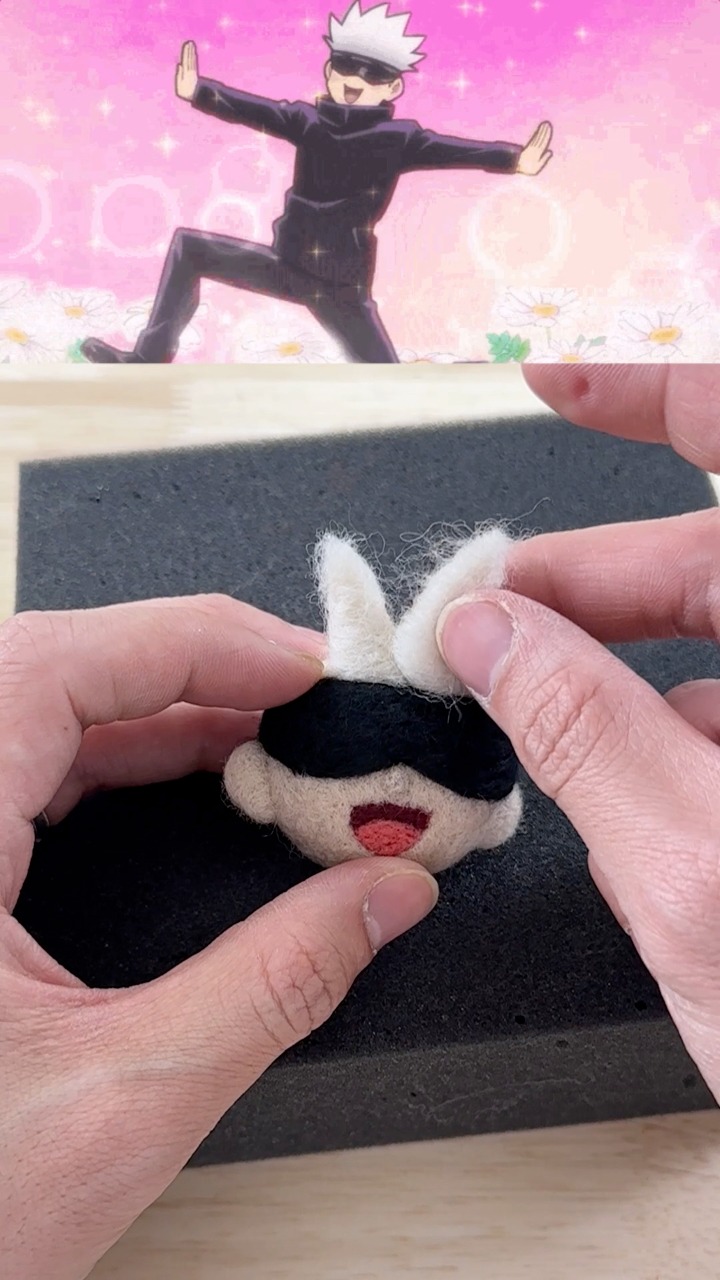 Turning wool fibers into Gojo from JJK! #anime #jujutsukaisen