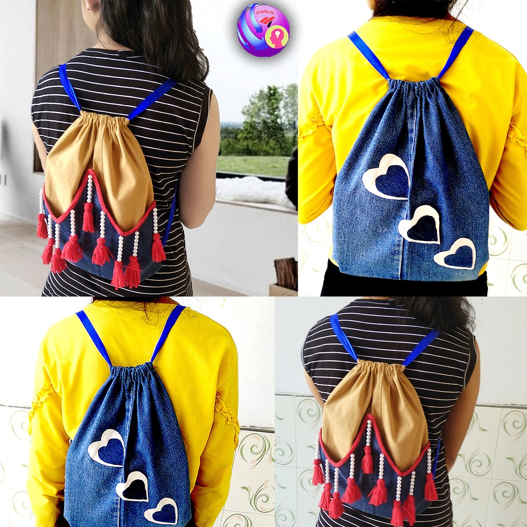 How to make an easy Backpack form old jeans - denim bag #jeans #bag # ...