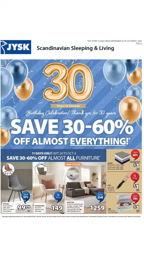 https://www.kimbino.ca/jysk/?utm_source=reels, 📢 NEW JYSK catalogue on kimbino 🛒✨📅 Offers valid: Sep 24, 2026