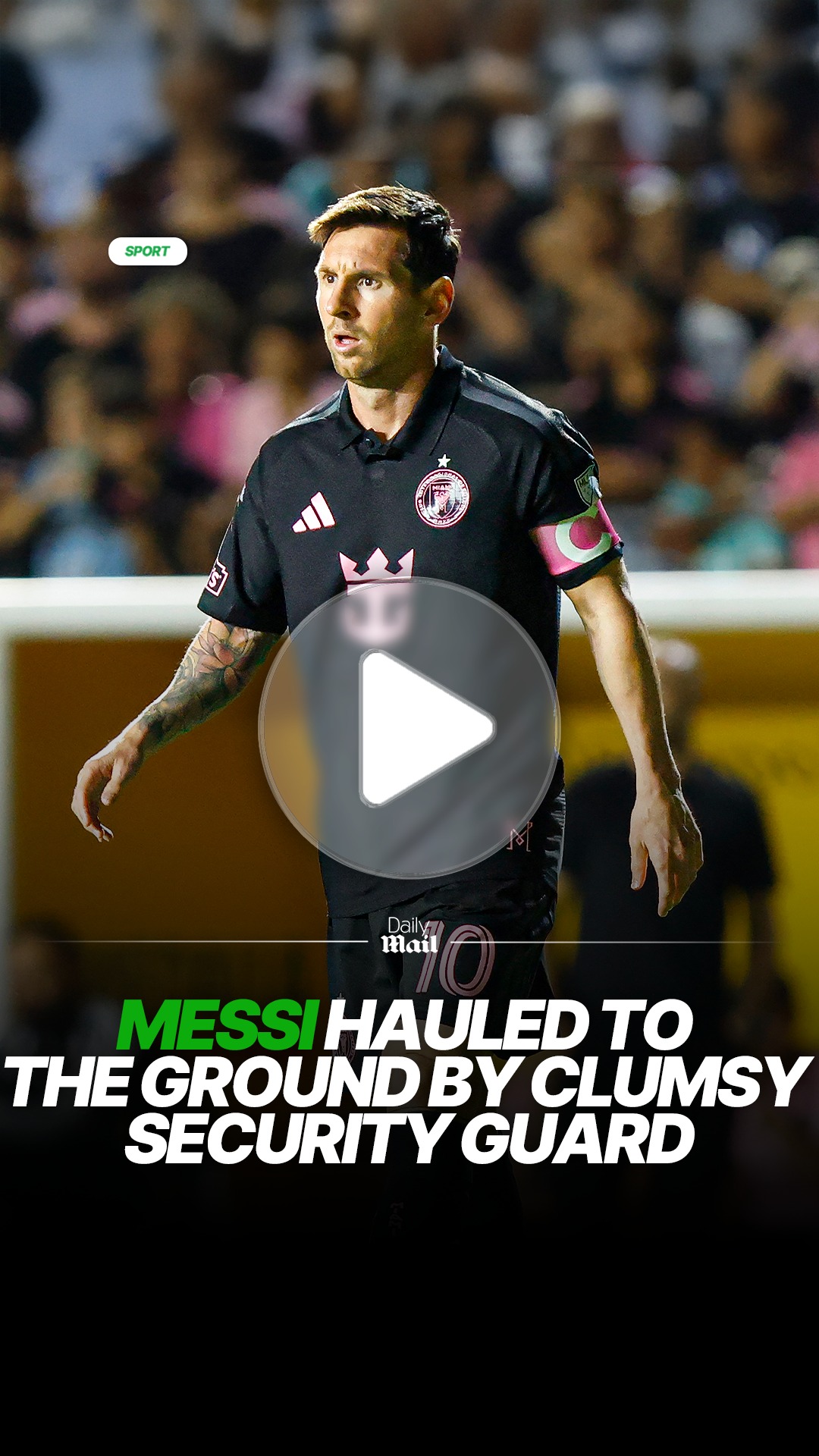 Lionel Messi has escaped injury after being dragged down by a security ...