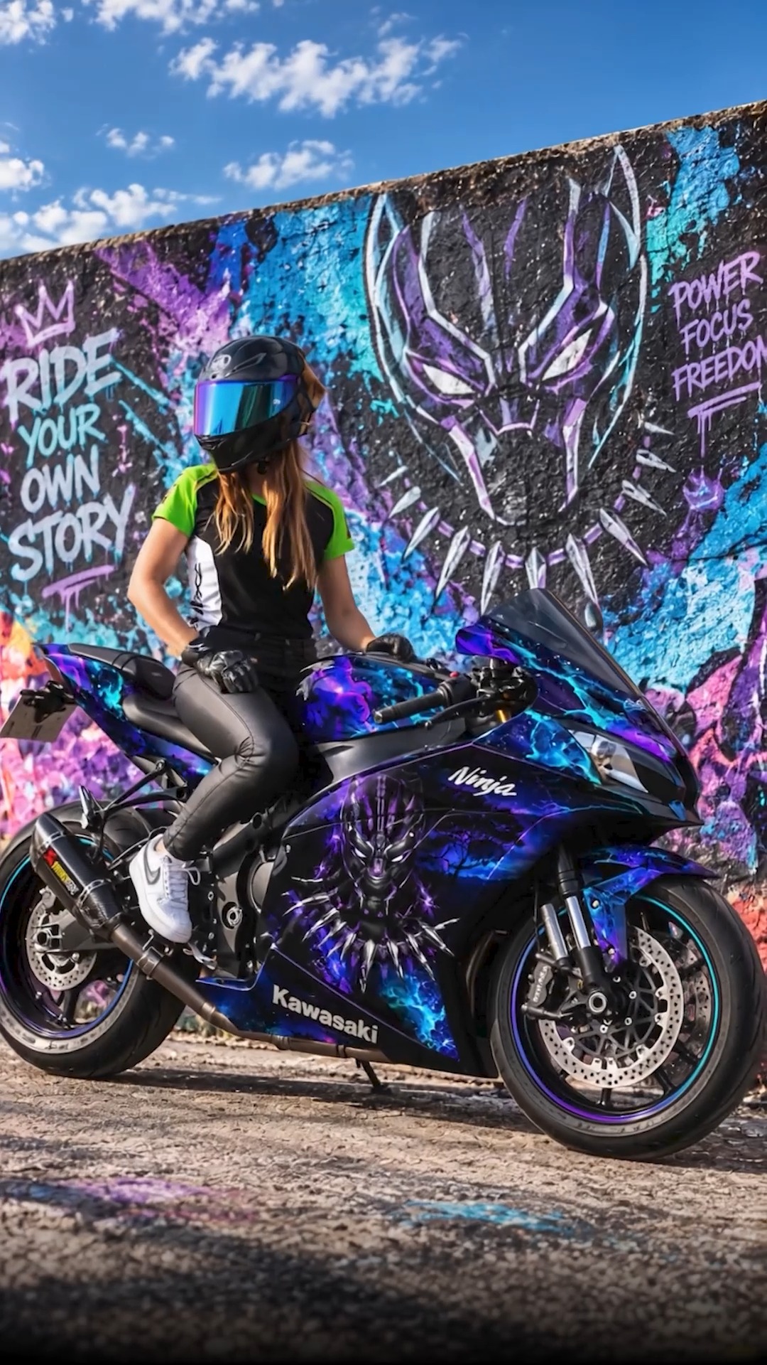 This Kawasaki Ninja gets a full Black Panther-inspired