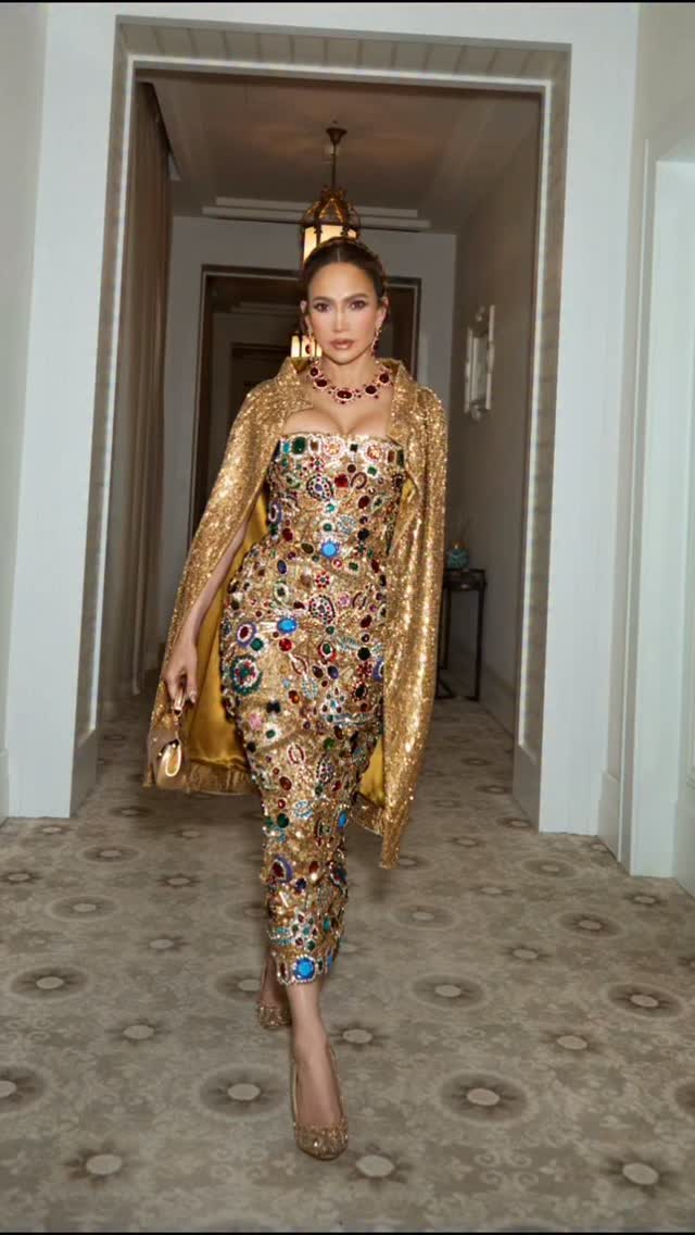 dolce gabbana gold dress JLo in Dolce&Gabbana Gem at Alta Moda Taormina Show Bustier