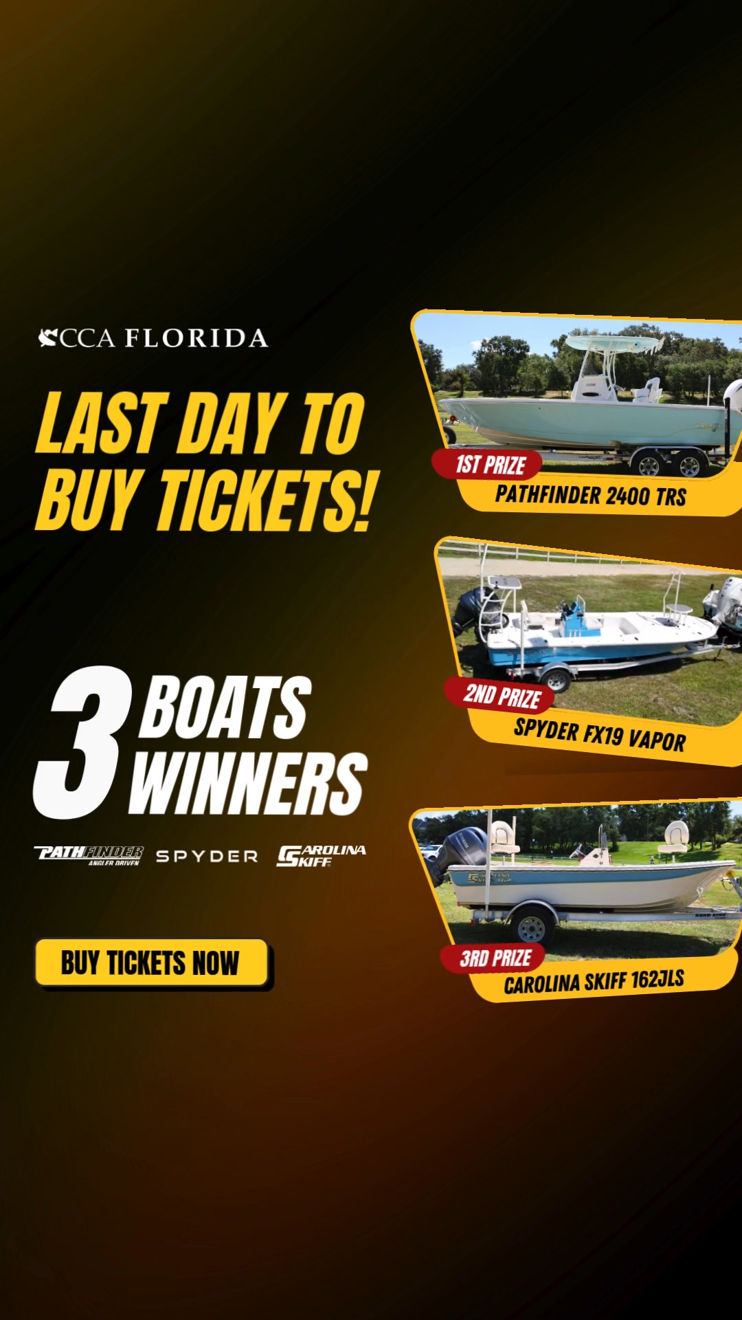 🎣 CCA Florida STAR Triple Header Raffle – 3 Boats - 3 Winners! 🚤🚤🚤 On ...