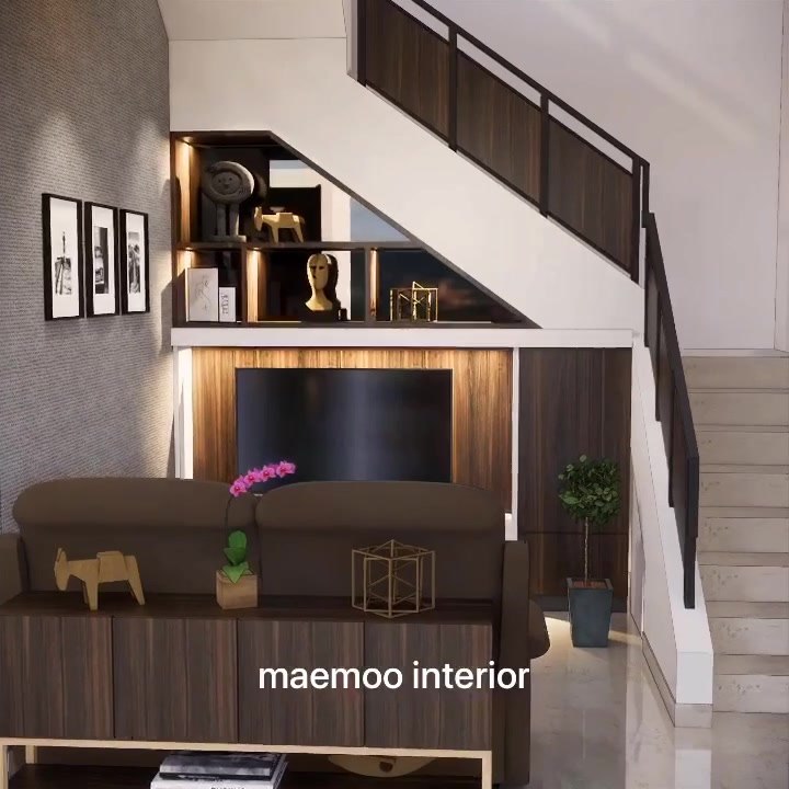 Memanfaatkan ruang bawah tangga. Desain oleh @maemoodesign # ...