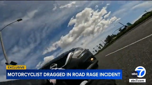 A terrifying case of road rage was caught on a motorcyclist's helmet ...