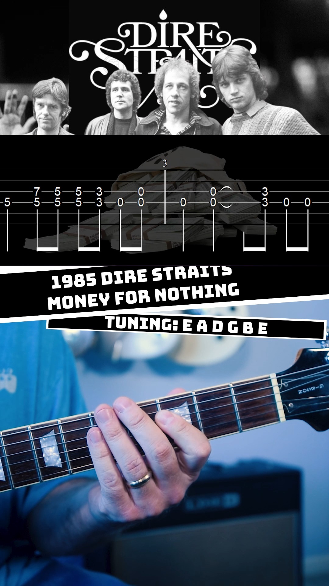 Money for Nothing guitar riff by Dire Straits with tabs. Learn 240 ...