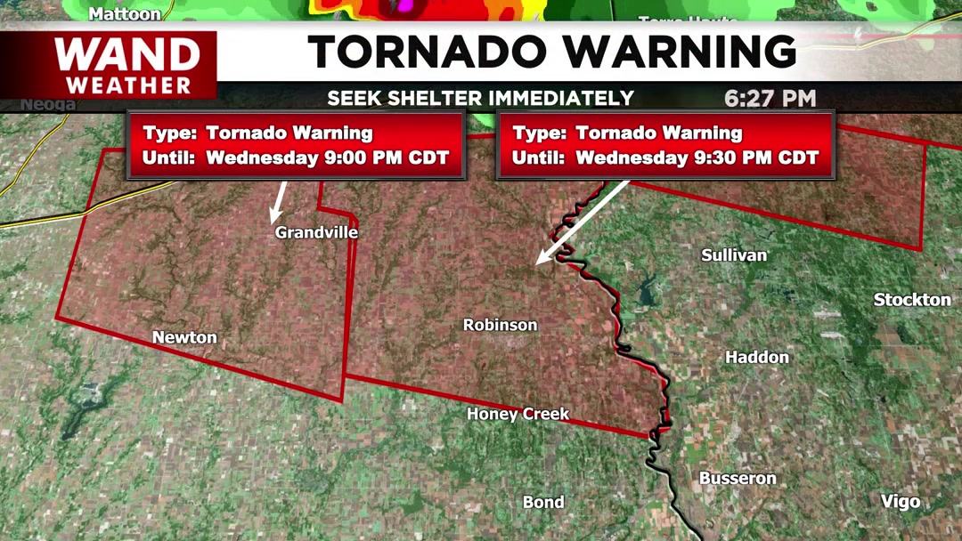 A Tornado Warning has been issued for Crawford, Clark County until
