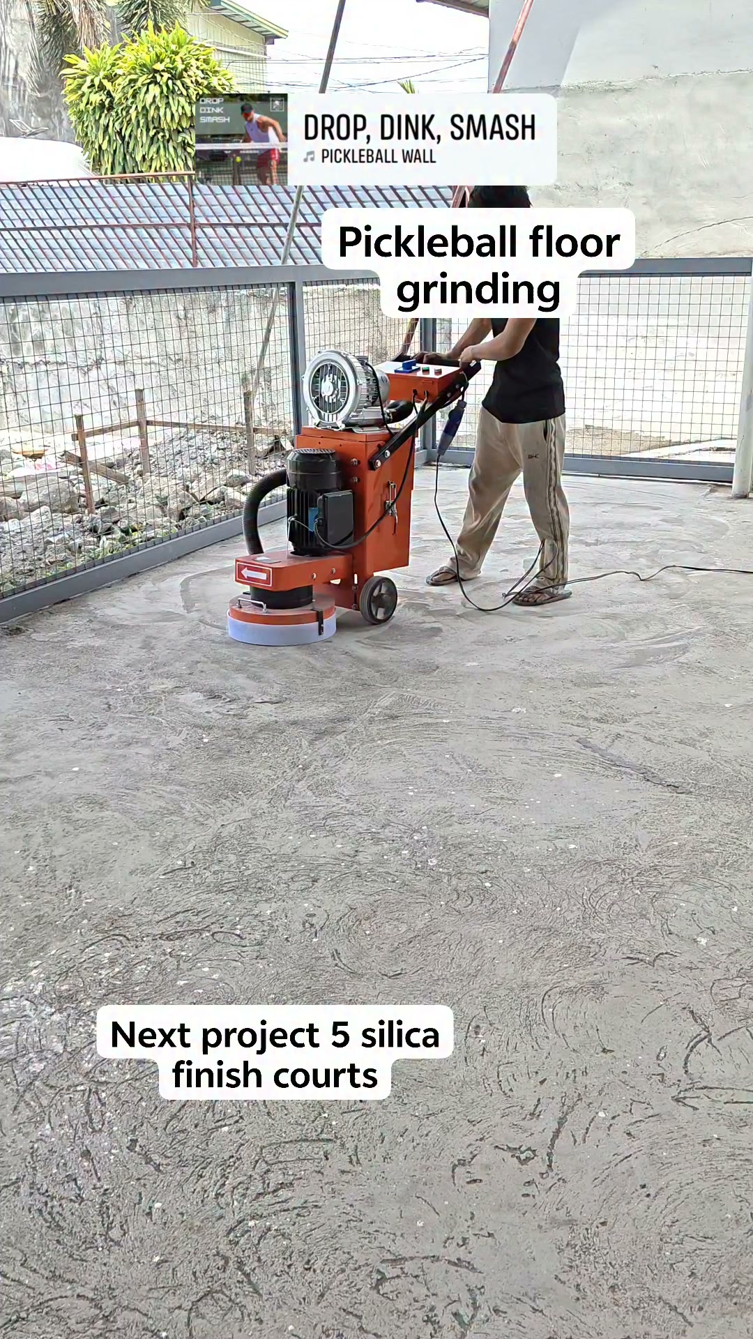 Pickleball floor grinding 5 silica courts project