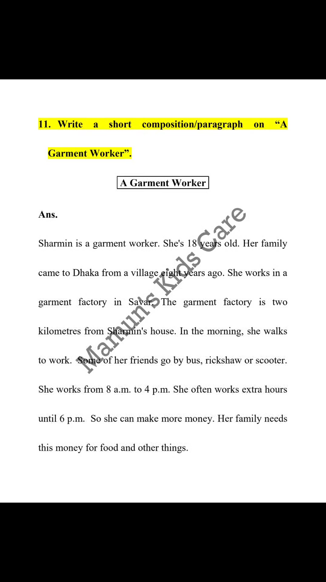 11. Write a short composition/paragraph on 