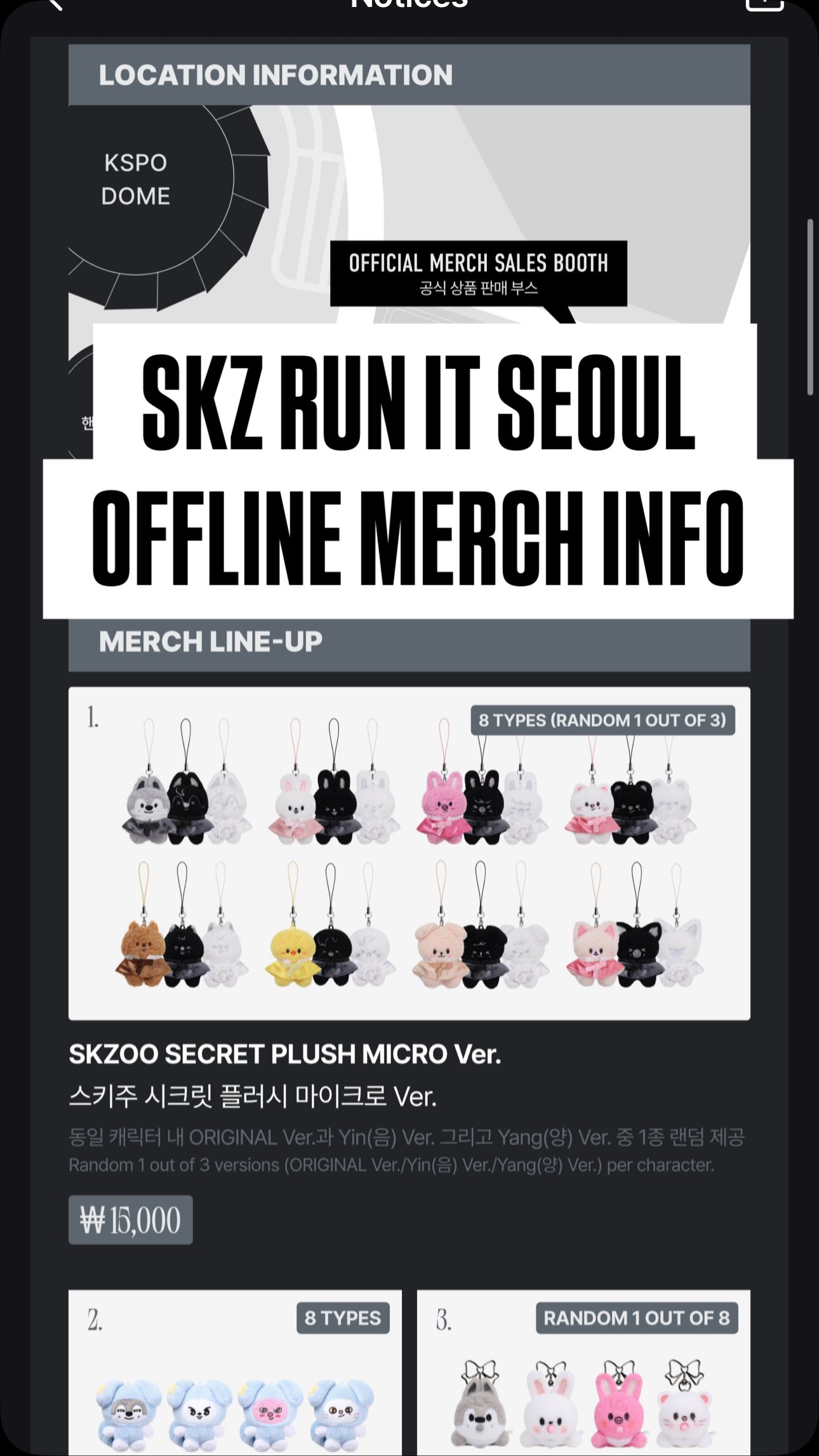 Stray Kids RUN IT SEOUL OFFLINE merch booth, info, list & prices