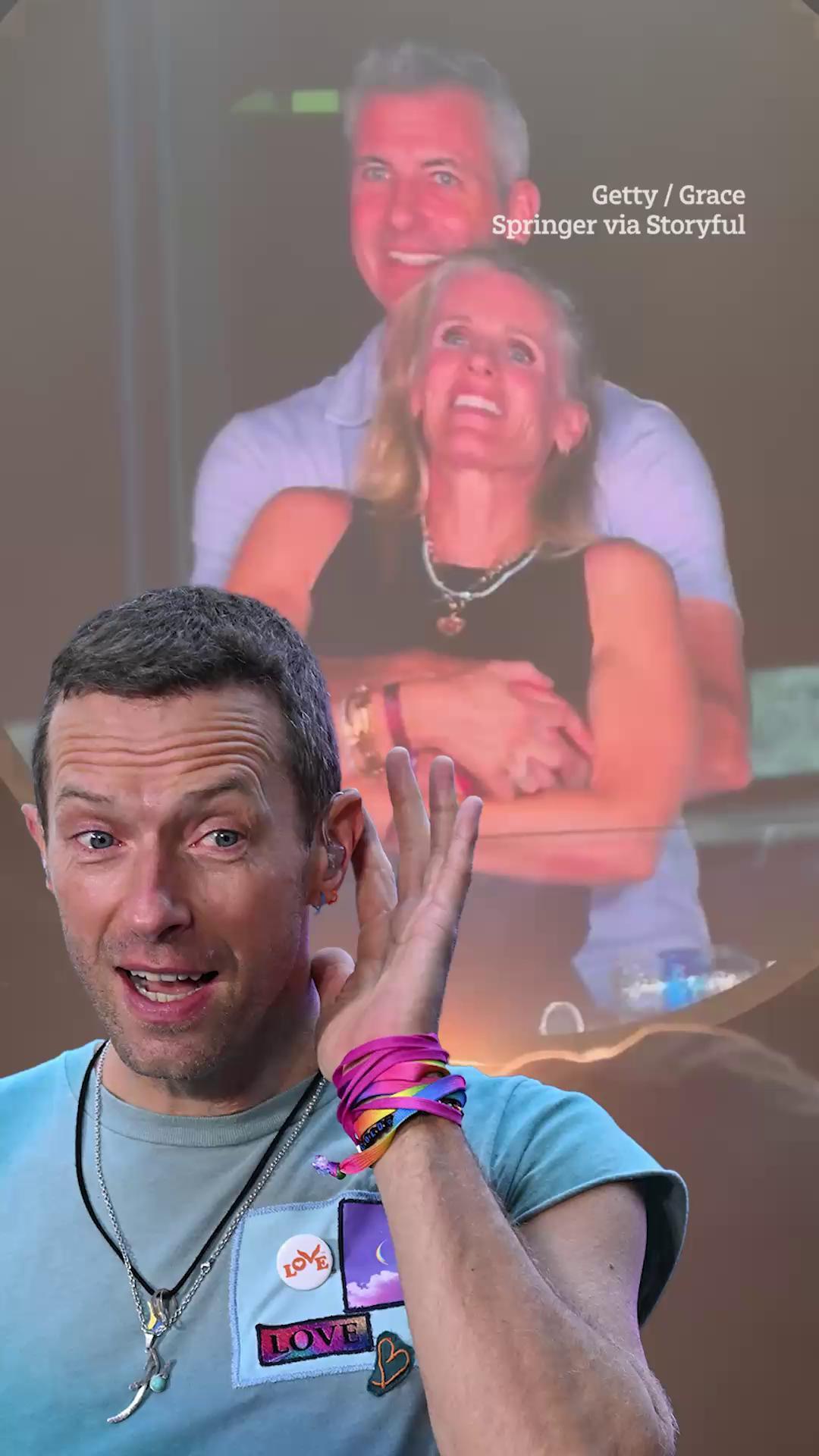 Coldplay’s Chris Martin cracks joke with another couple after catching ...