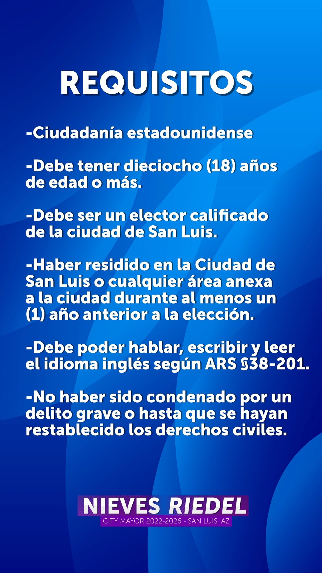 Nieves Riedel Mayor of San Luis AZ