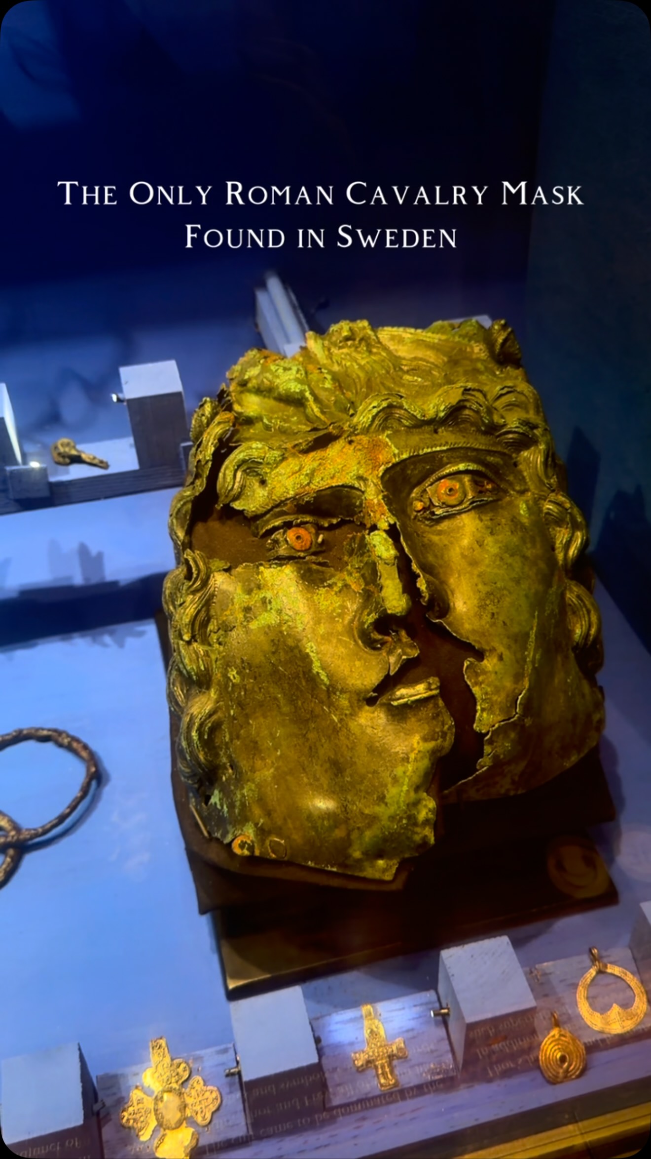 This extraordinary Roman bronze cavalry mask was discovered in