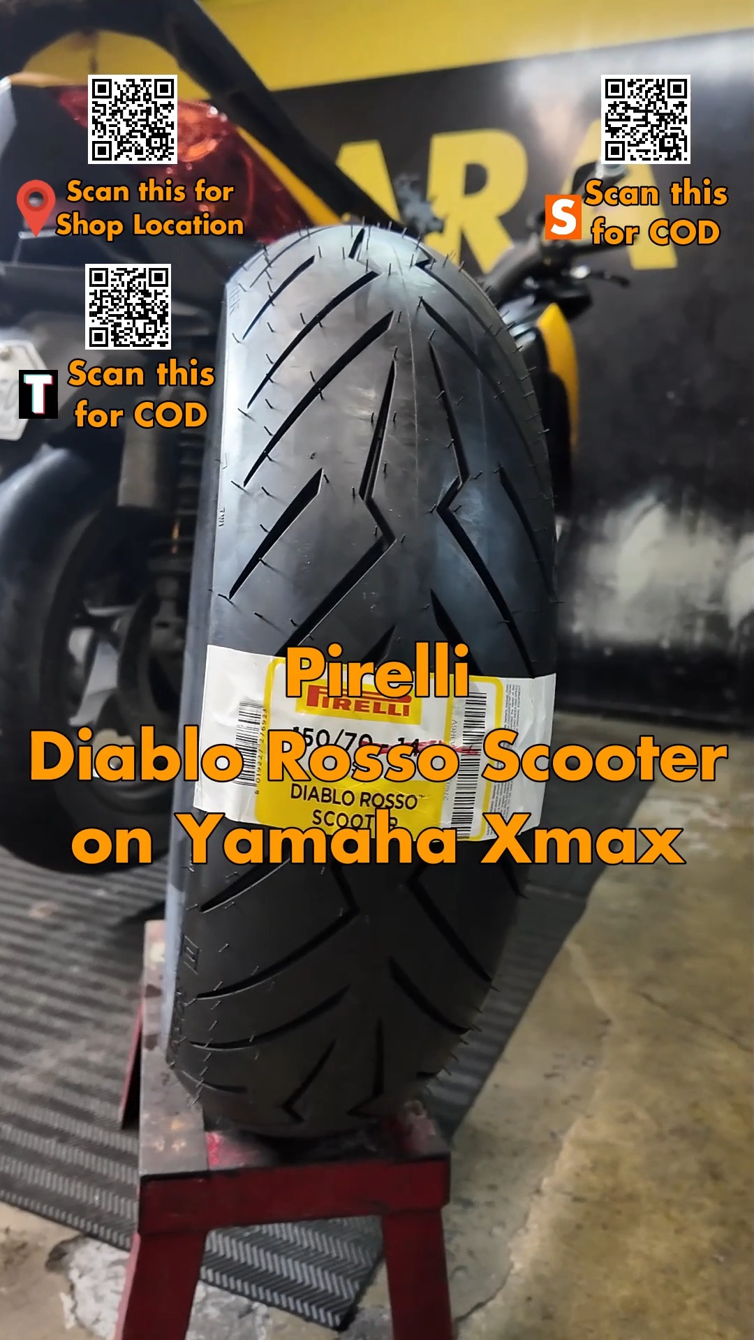 Pirelli Diablo Rosso Scooter Tire on Yamaha Xmax Rear 150/70-14