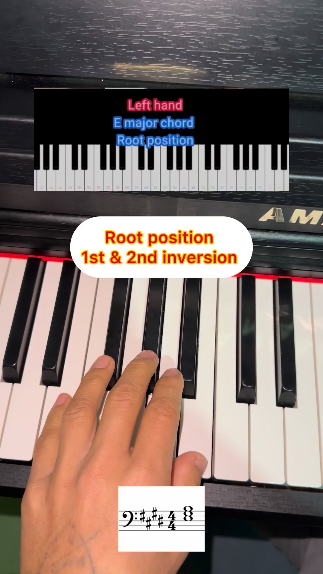 F major chord. Right hand (1st inversion) #pianochords #piano # ...
