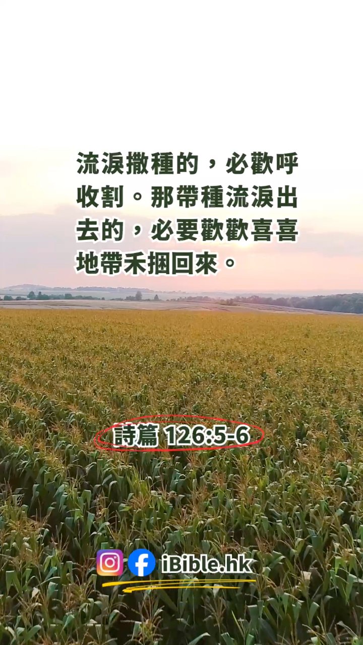 流淚撒種的，必歡呼收割。那帶種流淚出去的，必要歡歡喜喜地帶禾捆回來。（詩篇 126:5-6） Those who sow with tears ...