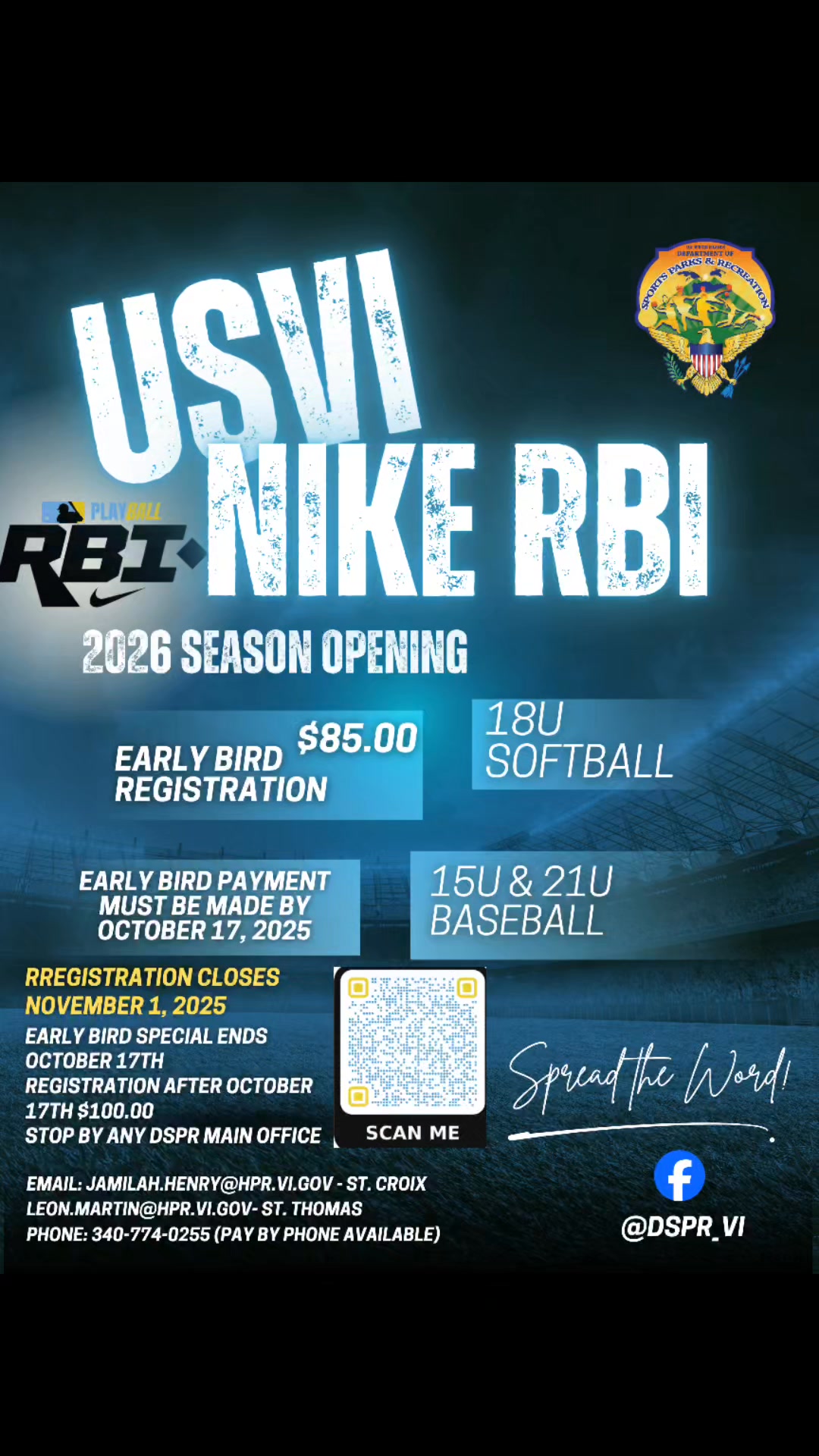 🥎⚾️ IT'S GO TIME, USVI! 🥎⚾️ The wait is over! The 2026 USVI NIKE RBI ...