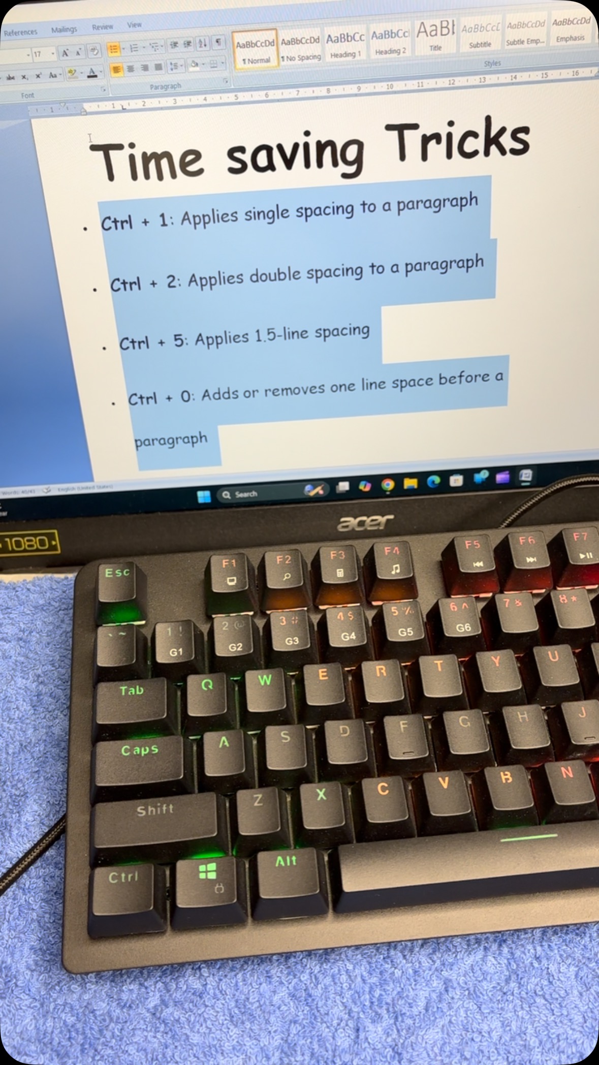 Computer 🖥️ shortcut key for Paragraph Space #réel #reels #paragraph # ...