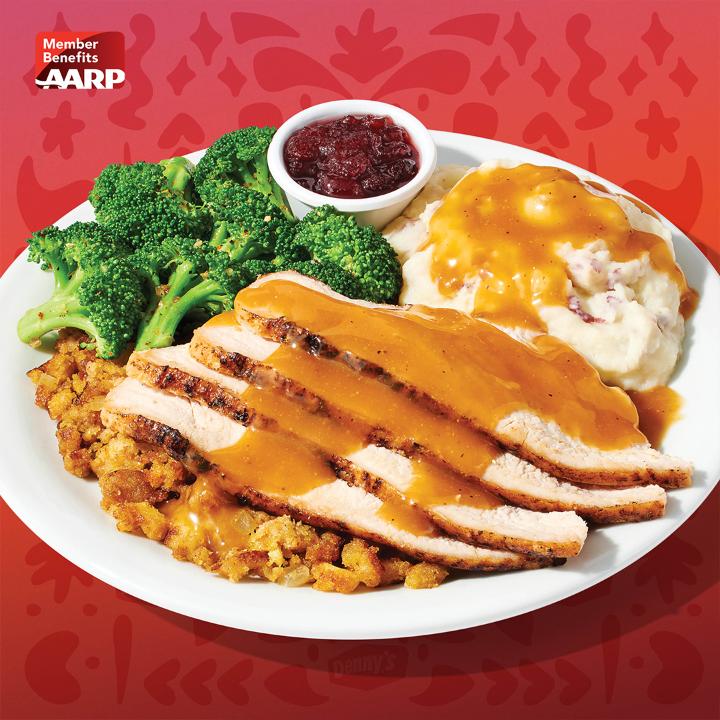 Indulge in the delightful Turkey and Dressing Dinner at Denny's this season! A warm, hearty meal that'll make your taste buds dance. Members enjoy a fantastic 15% off your check. Savor the flavors and 