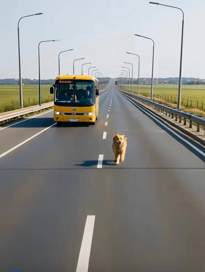 De bus reed langs zijn gebruikelijke weg toen een hond uit het niets ...