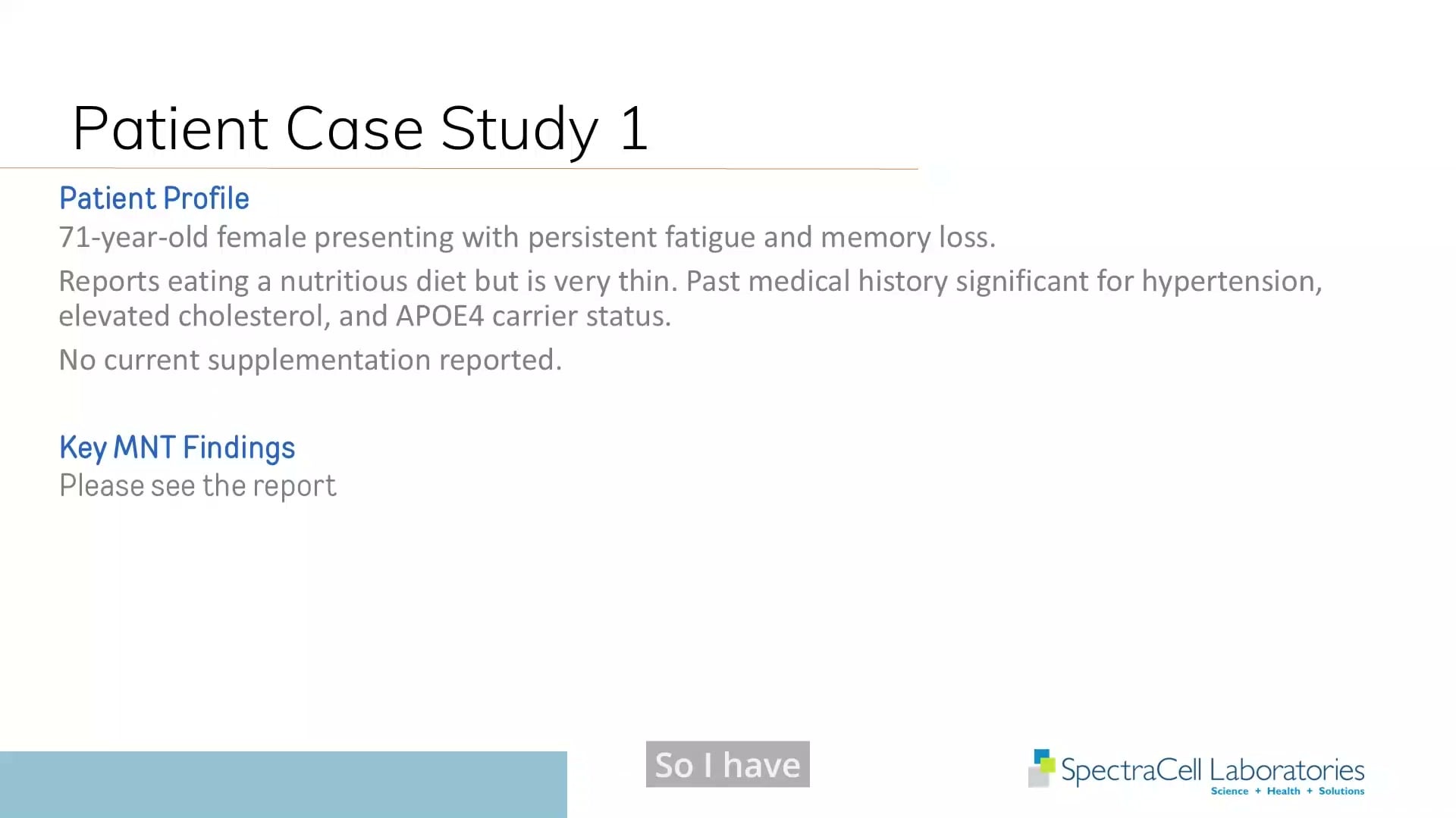 She has a personal chef and eats beautifully. So why the persistent fatigue and brain fog?, Dr. Rice shares a real case: a 71-year-old APOE4 carrier whose SpectraCell Micronutrient Test showed both 