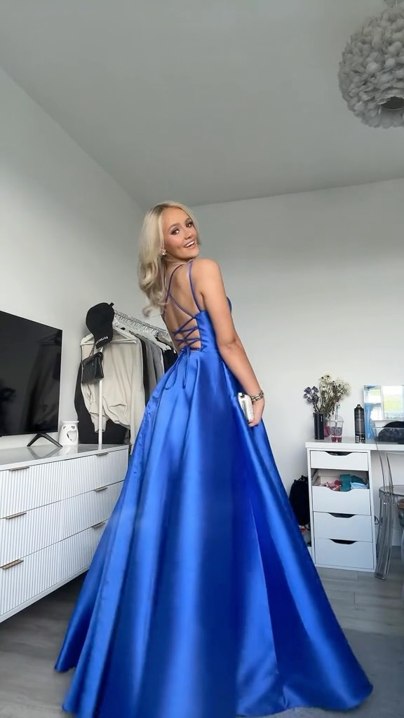 ladies evening dress hire glasgow Chloe looking absolutely stunning in our Leanna gown 💙, Leanna is also available in Emerald Green, Dark Green, Sage, Green, Baby Blue, Butter Yellow, Red, Burgundy, Lilac, Raspberry Pink, Midnight, plp_group:family